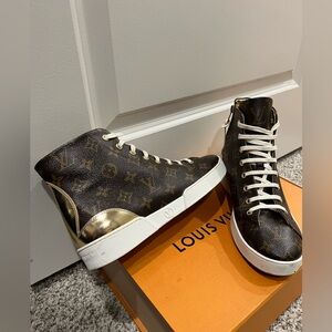 Patent Monogram Stellar Sneaker Boots 40 Gold